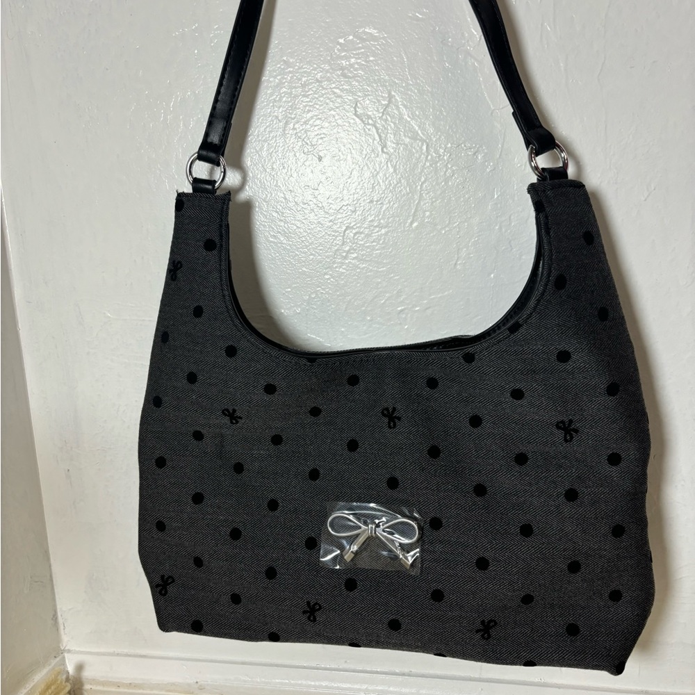 Elegant Black Polka Dot Shoulder Bag